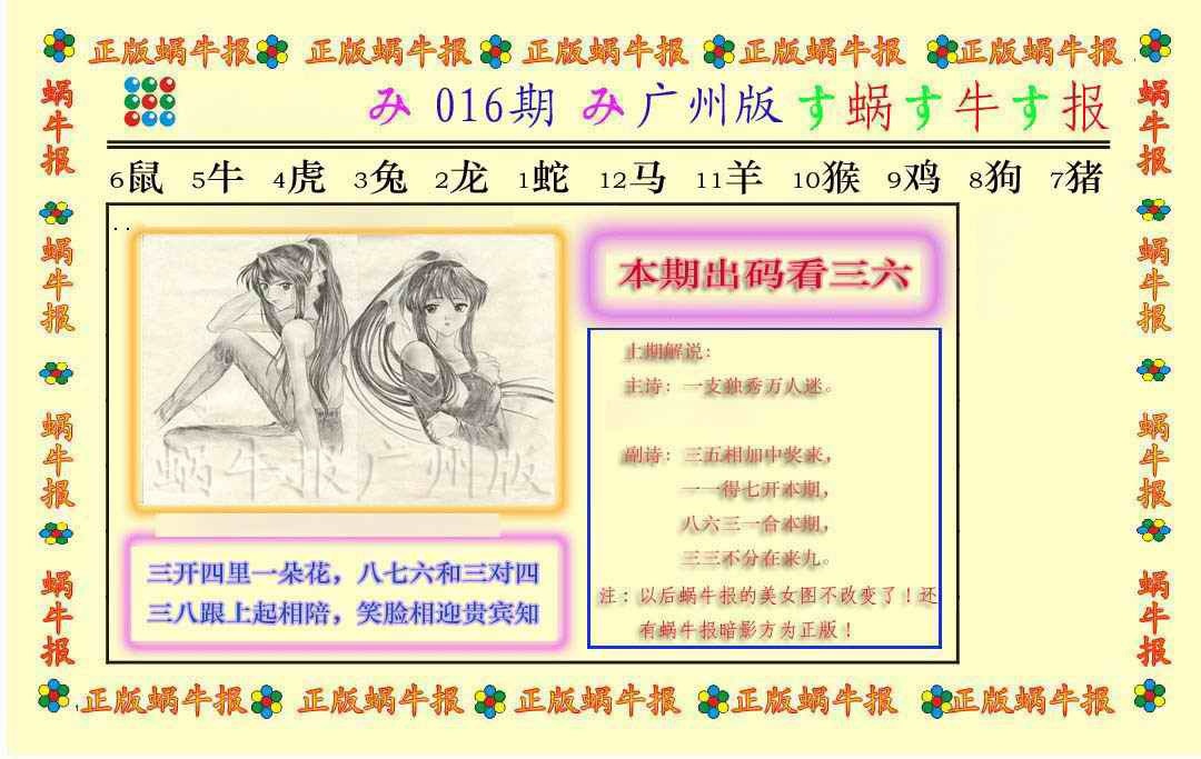 016期正版蜗牛报[图]